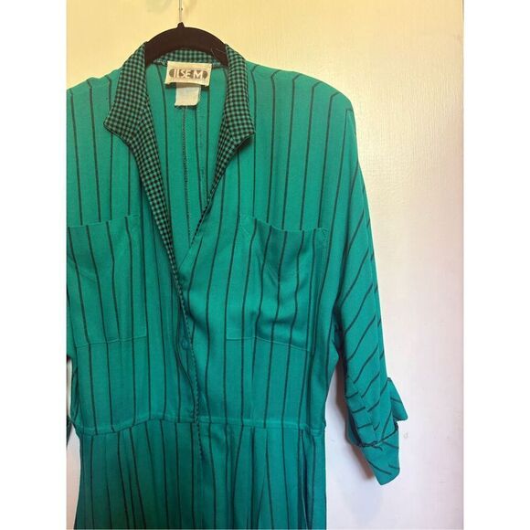 Vintage Ilse M 1980’s teal green button down midi dress size 6/8 - Picture 8 of 16